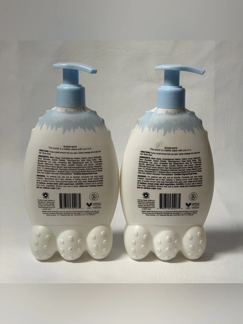 Lot (2) Sugar Raw Kids Fragrance-Free 2-in-1 Shampoo & Conditioner - New